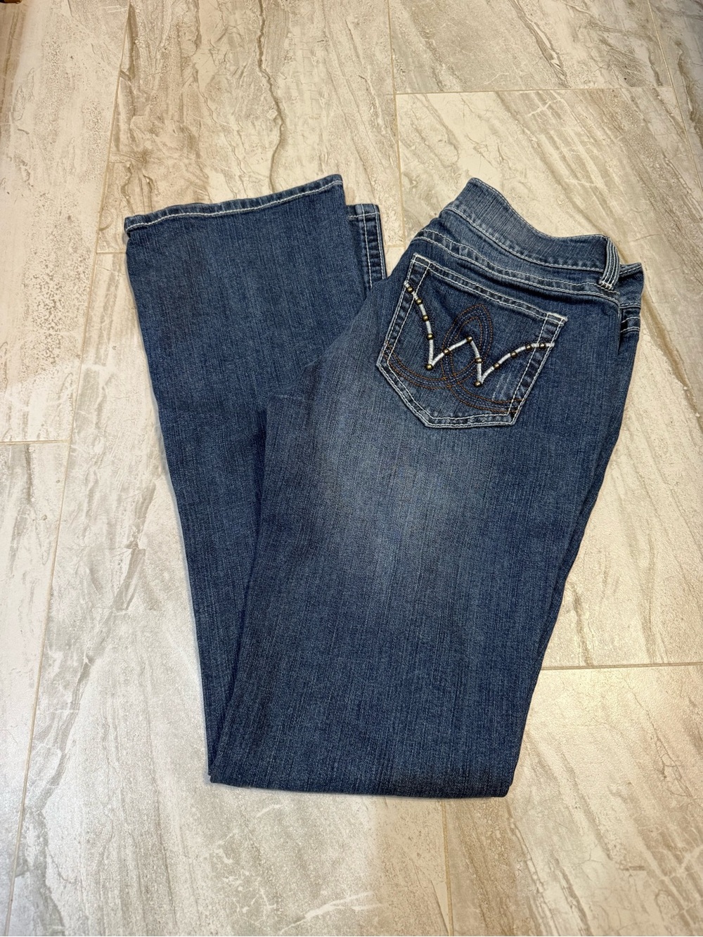 Wrangler Women's Dark Blue Boot Cut Jeans with Embroidered Back Pocket
